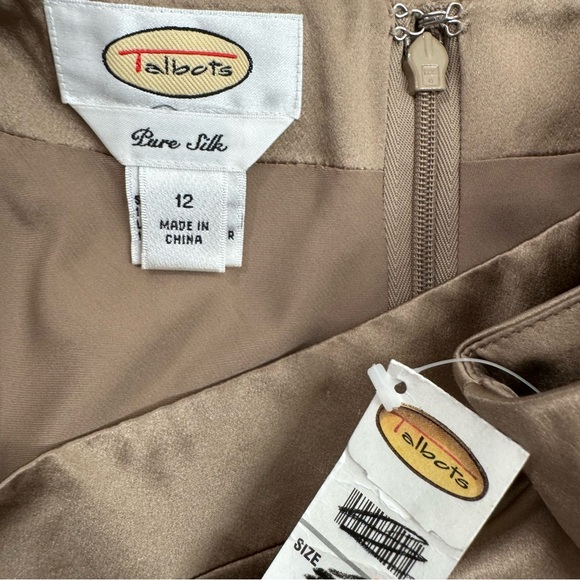 SOLD Talbots Pure Silk Champagne Beige Full Midi Skirt 12 NWT Vintage Formal - Picture 3 of 5